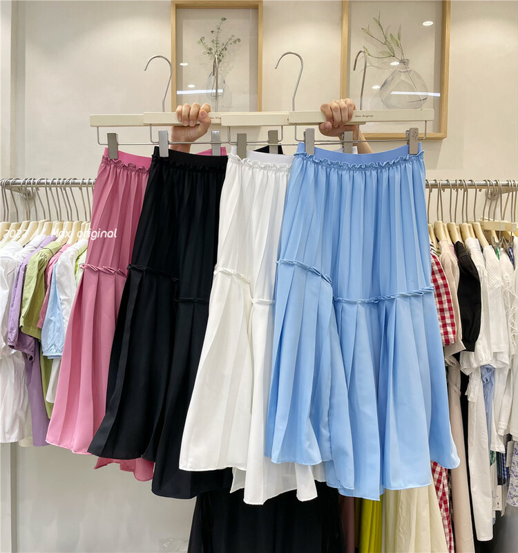 [Max original] Korean solid color pleated slim skirt 98161# HBx
