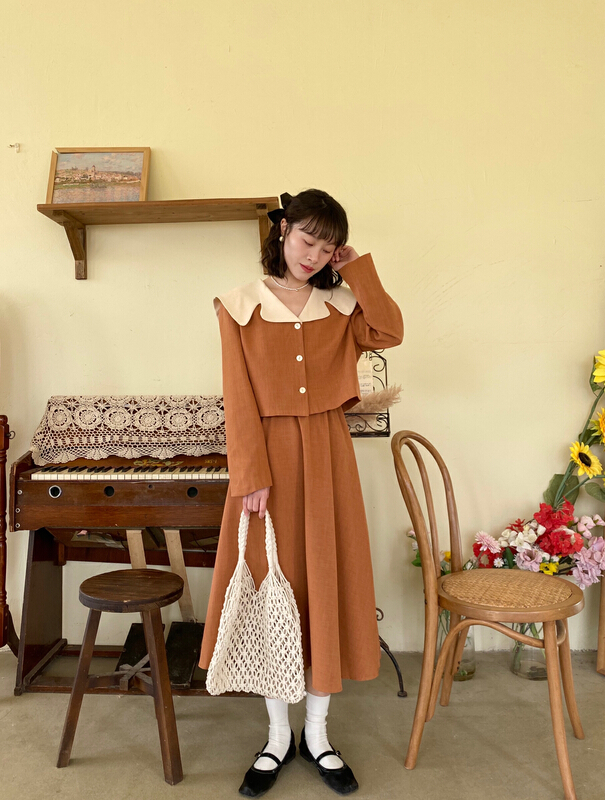 New year in early spring! [c.hfeiyang] large lapel versatile suit jacket + slim versatile solid color skirt suit h6606# HBx