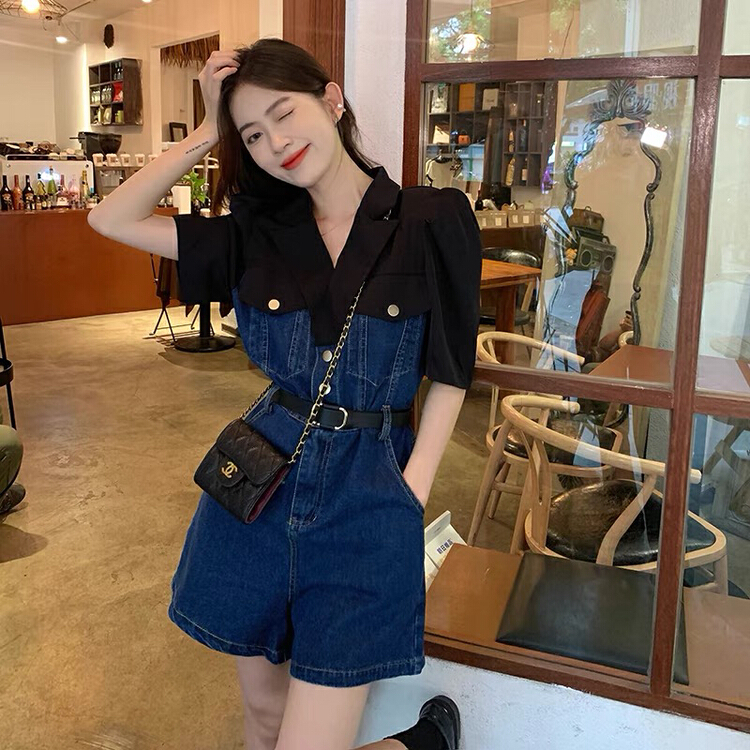 [RM. HH] Korean fashion color matching Jumpsuit (with belt) 380# ozq
