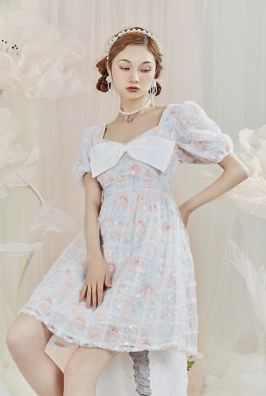 [AC] milk sweet waist closing heavy industry sweet positive and negative French fairy dress 6945# JJ