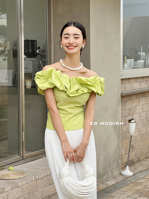 [es modish] French sexy off shoulder one Neck Chiffon bl1662# XYJ