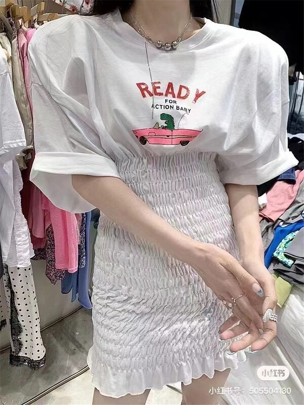 [Han C family] letter printed Hip Wrap Dress 9447# PCZ