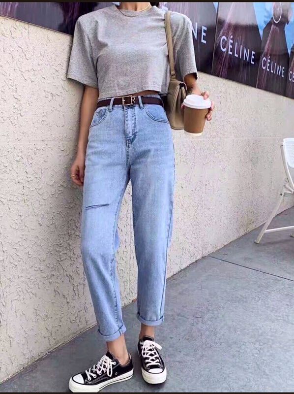 [lsjd] pierced elastic simple Harlan jeans (with belt) mt3110# WTT