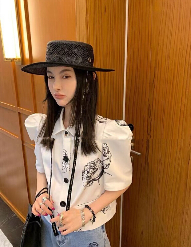 [MI] temperament court style bubble sleeve flower short shirt 9481# PCZ