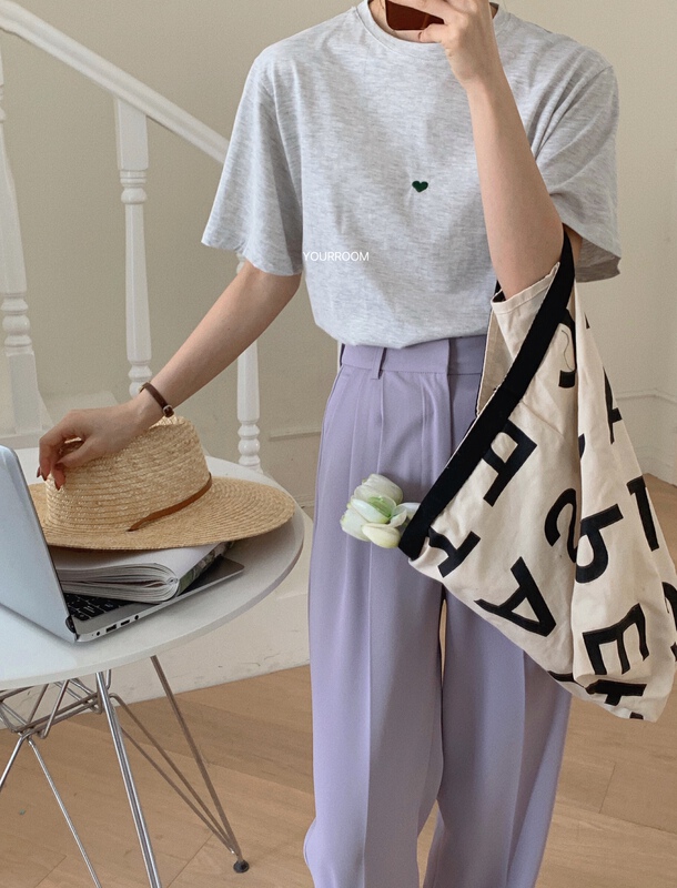 [your room] minority love embroidered short sleeve T-shirt 020# cqw