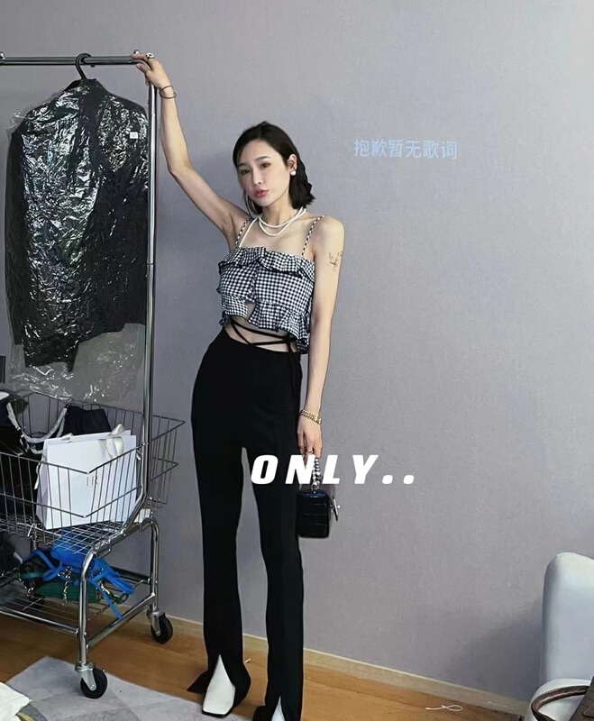 [only] high waist bandage shows thin, split and slightly flared casual pants 20023# JJ