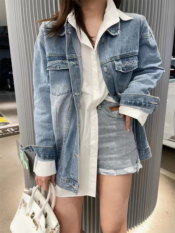 Early spring! [didi] embroidered letters comfortable denim jacket 7003# ozq