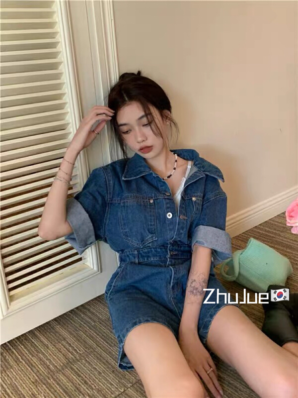 [zhujue] Korean version straight leg jeans wide leg Jumpsuit (single selling Jumpsuit) 1985# ozq
