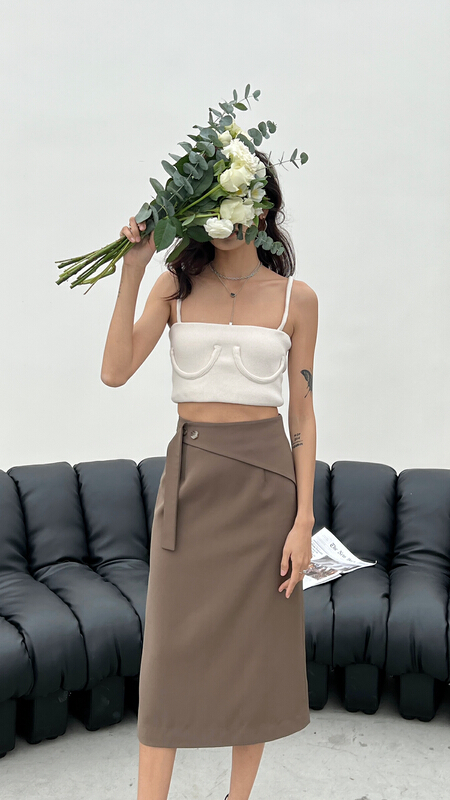 New year in early spring! [context sense] simple and versatile diagonal piece skirt mnc906# CLS