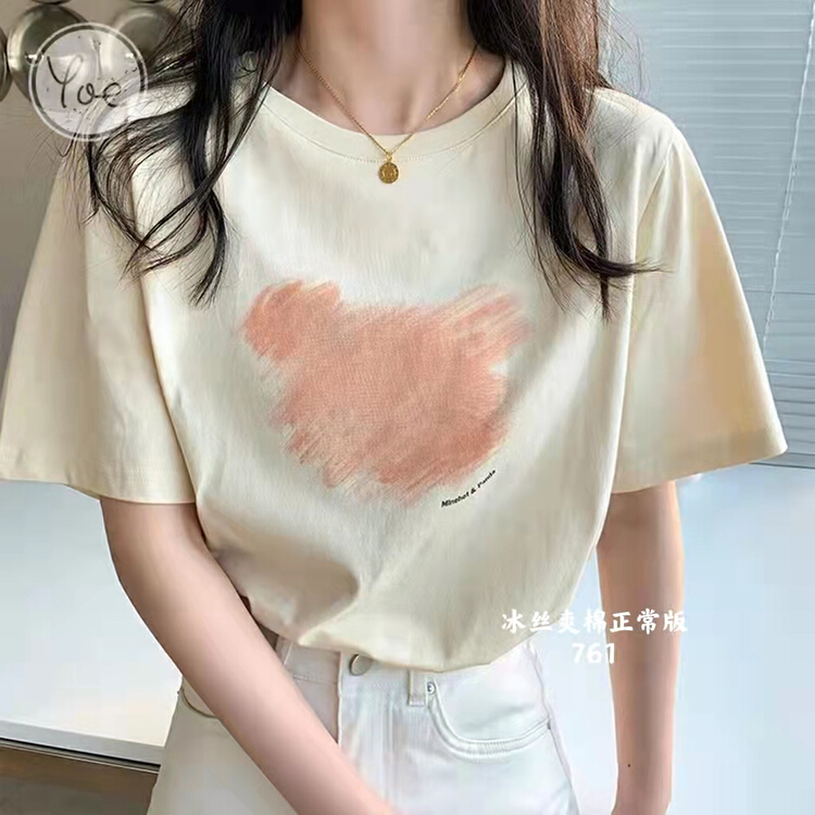 New in early summer! [Huan Zhuoer] simple, casual and comfortable printing and dyeing loose short sleeve T-shirt 761# ll