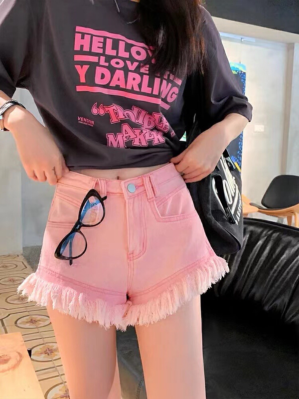 [u.she] Korean woolen design versatile denim shorts 9256# cqw