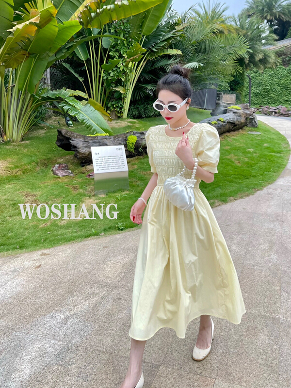 [woshang woshang] temperament, waist closing and thin dress 1268# XYJ
