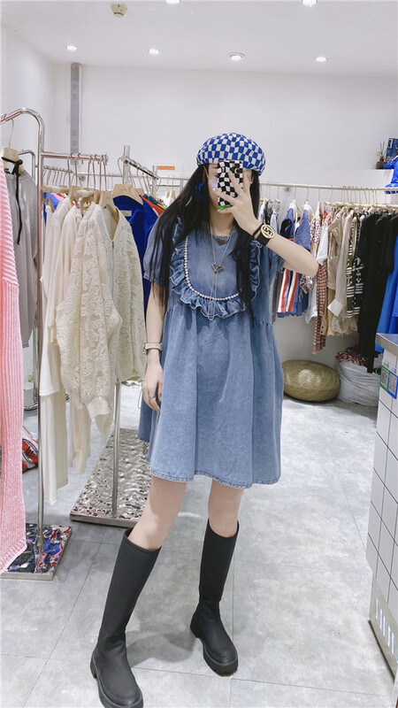 New in early summer! [Dani] Korean style heavy industry denim dress 77602# zyh