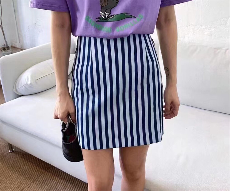 [oz] personalized fashion and versatile striped skirt 88308# XJ