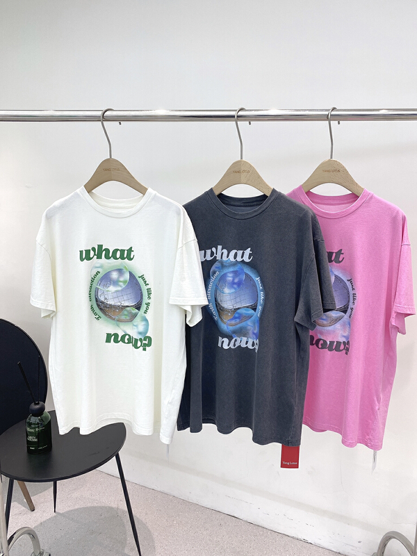 New year in early spring! [Yang lotus] Vintage bubble printed short sleeve T-shirt s12120082# ozq