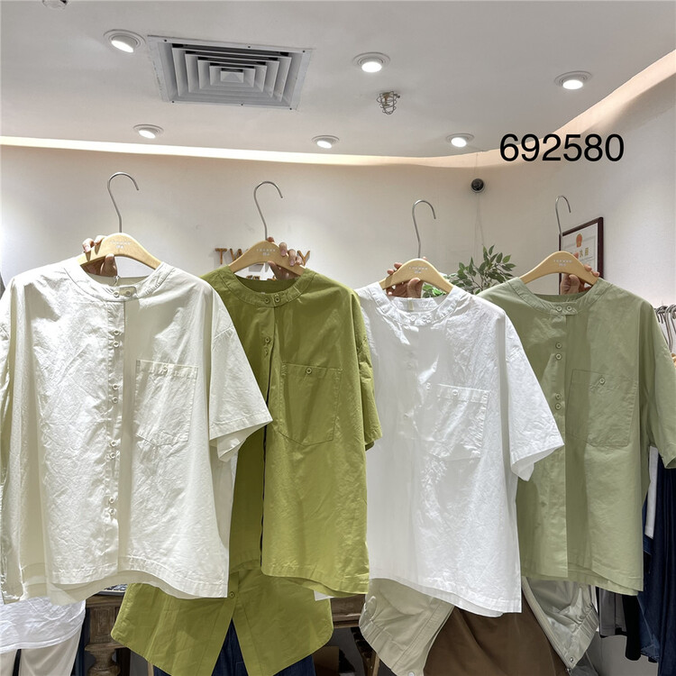 【TWENTY印木】圓領單排扣舒適襯衫  682580#  L