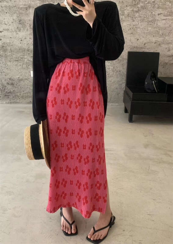 [3. Three point] Korean print slim skirt 8051# cqw