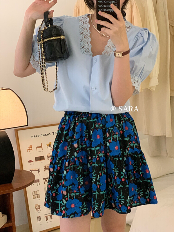 [Sara] sweet floral lady temperament skirt 0037-1# lwy