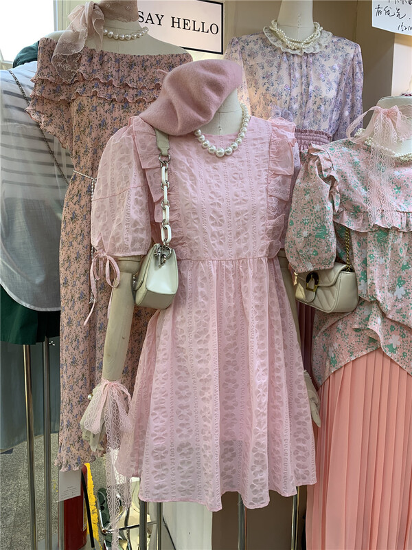 [again] bubble sleeve sweet and gentle dress 9153# PCZ