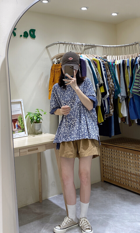 [da. 7] crew neck floral comfort Pullover short sleeve T-shirt 2617# LSL