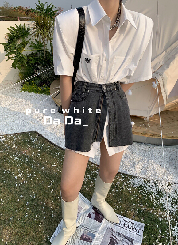 goods in stock! New in early summer! [dada] shoulder pad single breasted shirt 6625# zxl