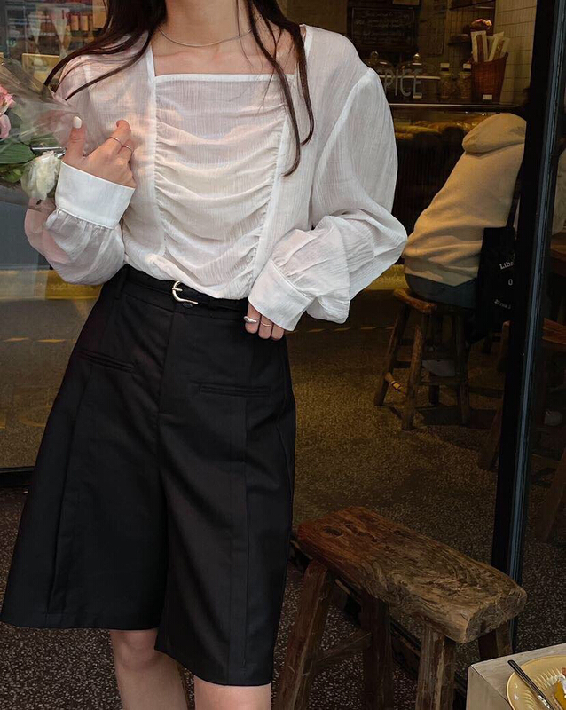 [soul] V-neck lazy and slim shirt at1803021x# CLS