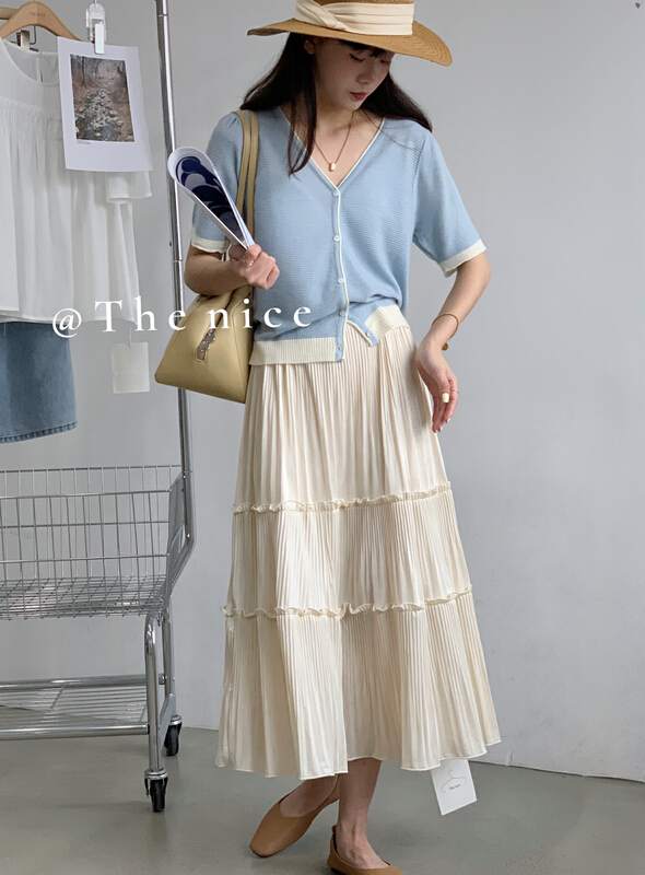 goods in stock! New in early summer! [the nice] ear fold solid color skirt a5055# hjy