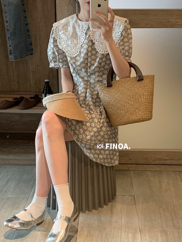goods in stock! [finoa] Korean casual large lapel fashion gentle dress 1088# CLS