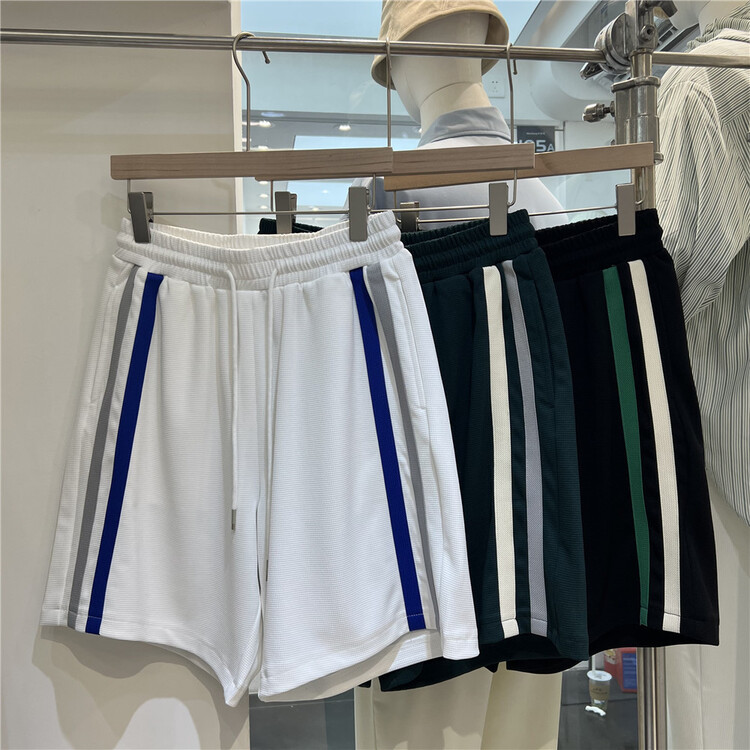 New in early summer! [young] comfortable color blocking drawstring elastic waist casual shorts 1057# ZZL