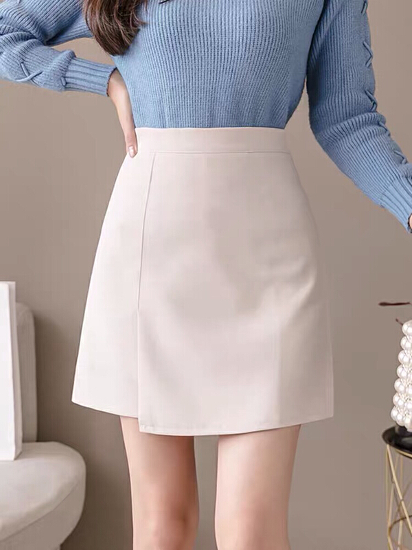 [Tongtong] simple solid color slit skirt 66382# hjy
