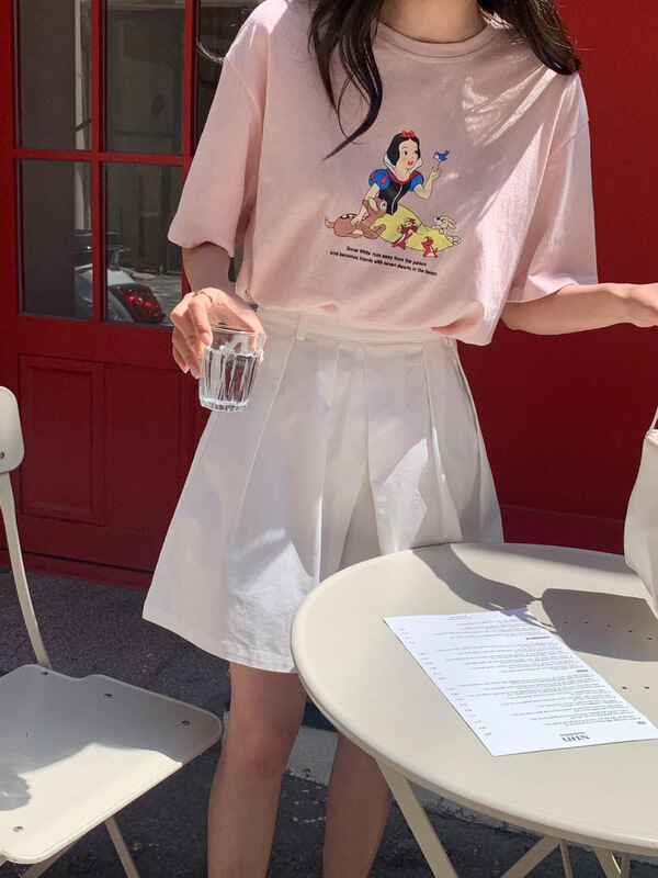 [acme group] retro aging cartoon snow white short sleeve T-shirt 1598# CLS