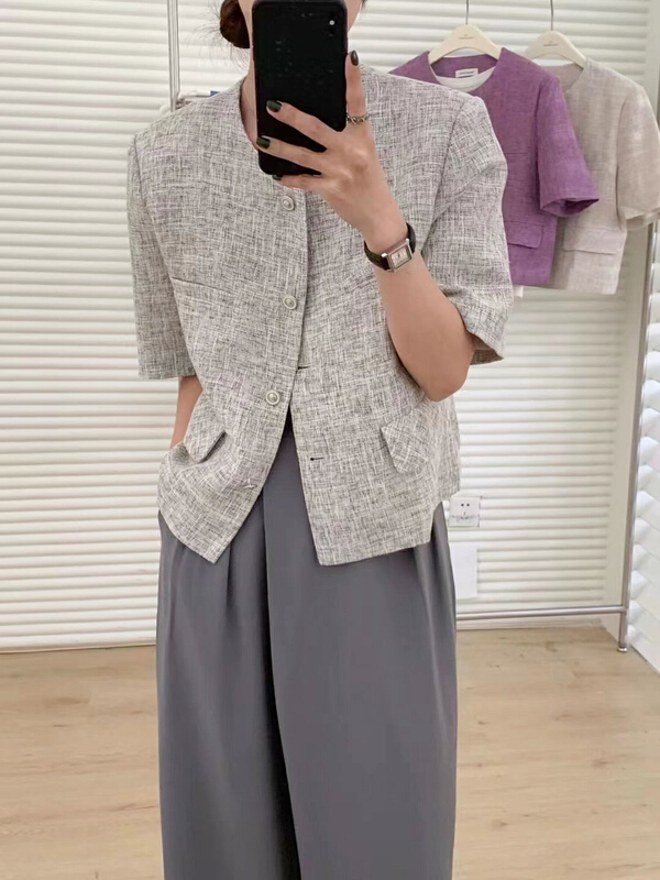 [Tn] short sleeved feminine small fragrance short coat w1150# cqw