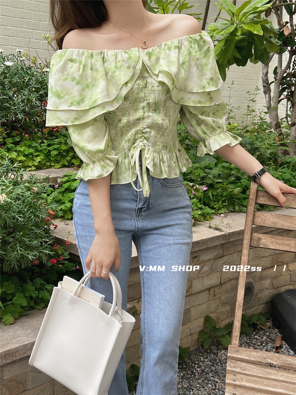 goods in stock! New in early summer! [V: mm] gentle wind and Sun Department dizzy dyeing sweet Da LAN small shirt (only small shirts) 3030# CLS