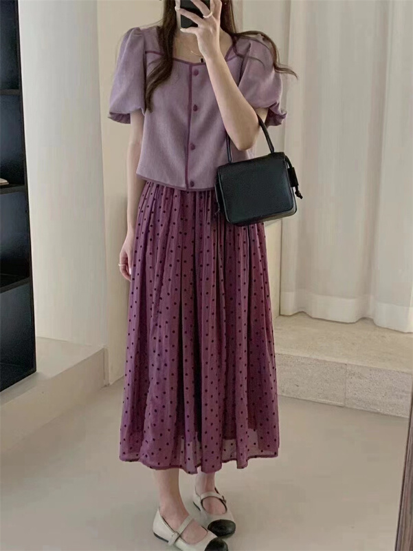 goods in stock! New in early summer! [malt] wave point fashion versatile skirt 3061# XYJ