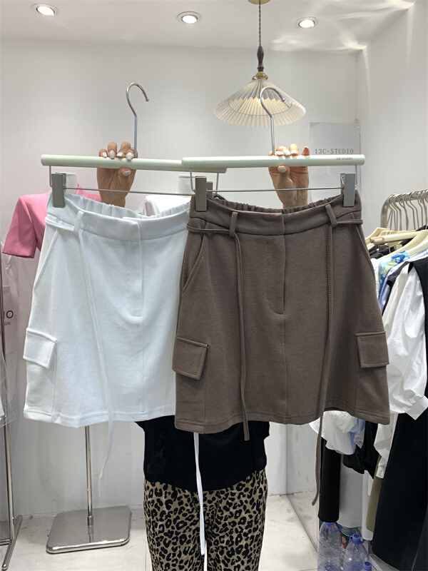 [13C. Studio] Korean A-shaped double pocket casual skirt (with detachable belt) 6830# PCZ