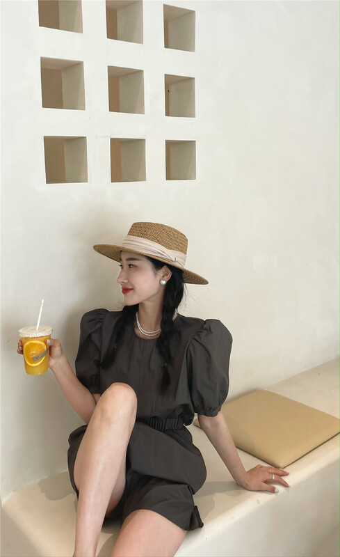 [m-canvas] Korean version waist closing and thin back lace up design Jumpsuit t8236# lwy
