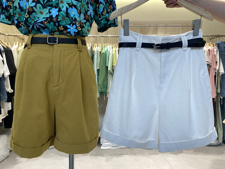 New in early summer! "BORAN Bran" commuter Joker solid color casual shorts (with belt) 6009# XYY