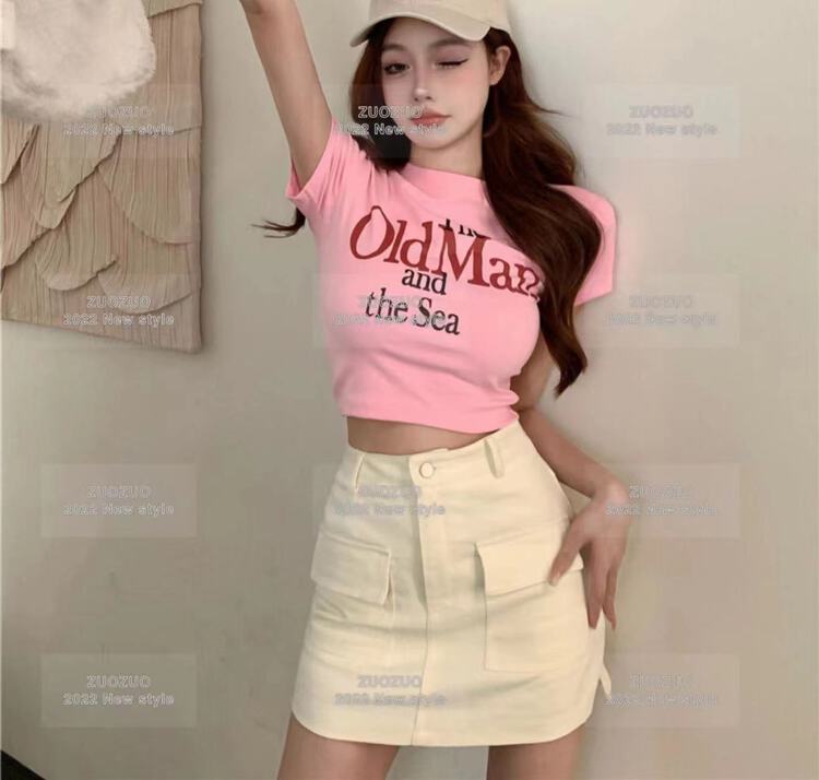 [Zuo Zuo] round neck short letter short sleeve T-shirt 3372# ozq