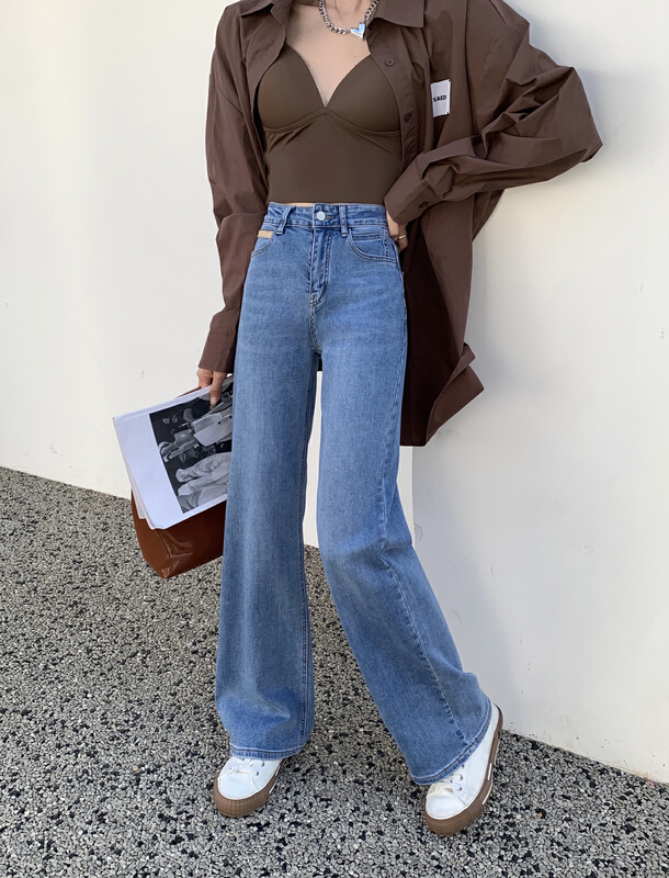 [M +] casual and versatile high and wide leg jeans m3671# CLS