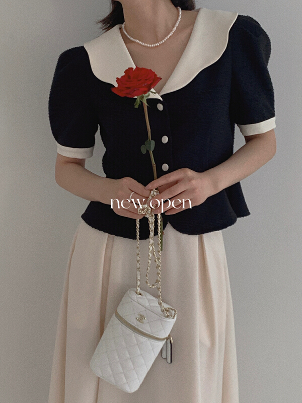 goods in stock! New in early summer! [new open] baby collar short color contrast shirt hy22589# zxl