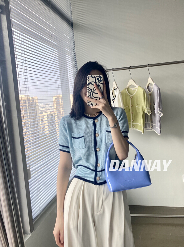 【DANNAY】寬鬆百搭短袖針織開衫  7217#  WPL