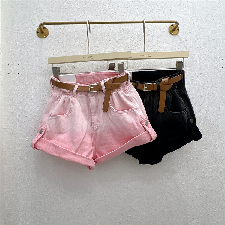 [Xiaoyan family] gradient fashion versatile denim shorts (with belt) 8308# XYJ
