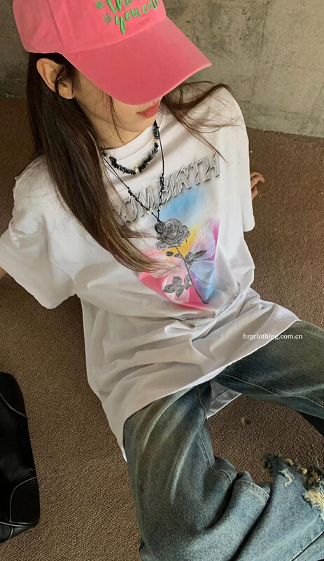 New in early summer! [Vanessa] fashion brand niche design medium long short sleeve T-shirt tt19# ozq