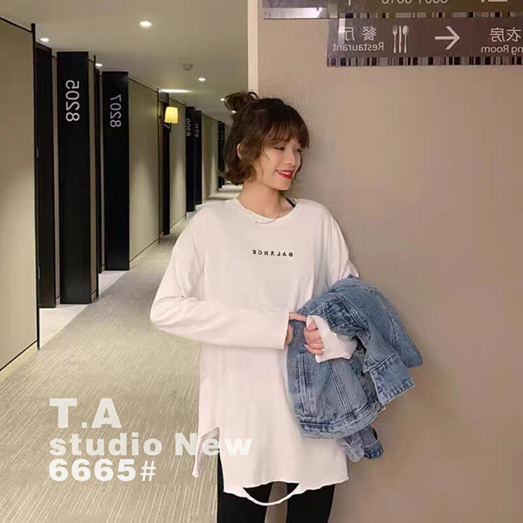 New year in early spring! [TA +] Korean round neck versatile long sleeve T-shirt 6665# XYY