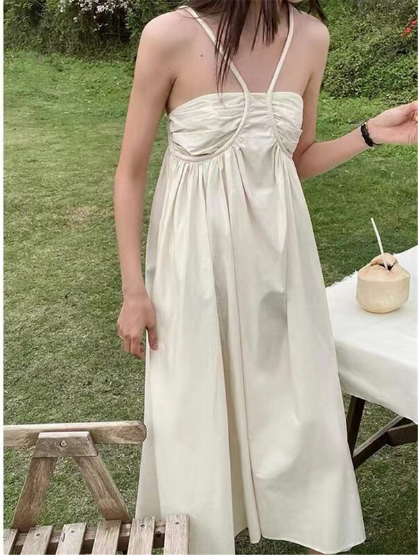 [lf] Korean style fashion temperament suspender neck dress 9881# PCZ