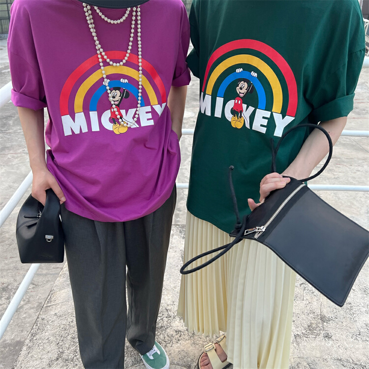 New in early summer! [JY] Korean style versatile rainbow Mickey Mouse short sleeve T-shirt 6800# CLS