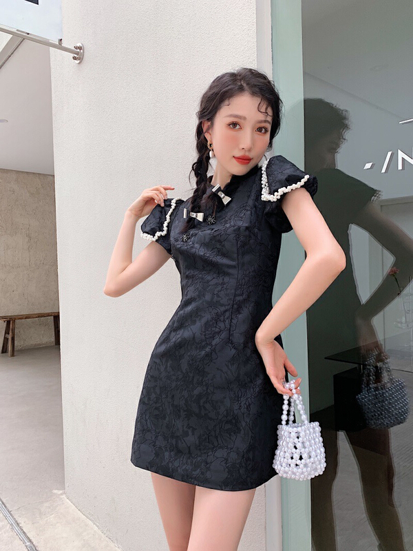 New in early summer! [AC] Chinese style cheongsam buckle nail bead retro dress 6714# JJ