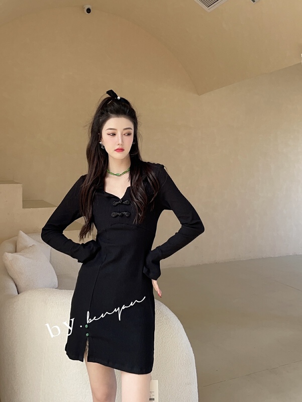 goods in stock! [benyan] Guofeng disc buckle slim fit dress 7638# zxx
