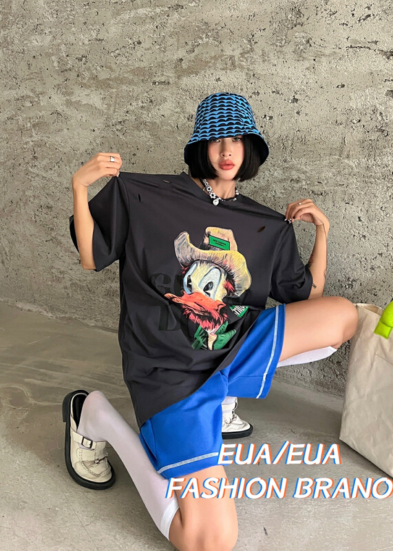 [European and American trend] Donald Duck printed round neck short sleeve T-shirt (T-shirt only) 12287# L