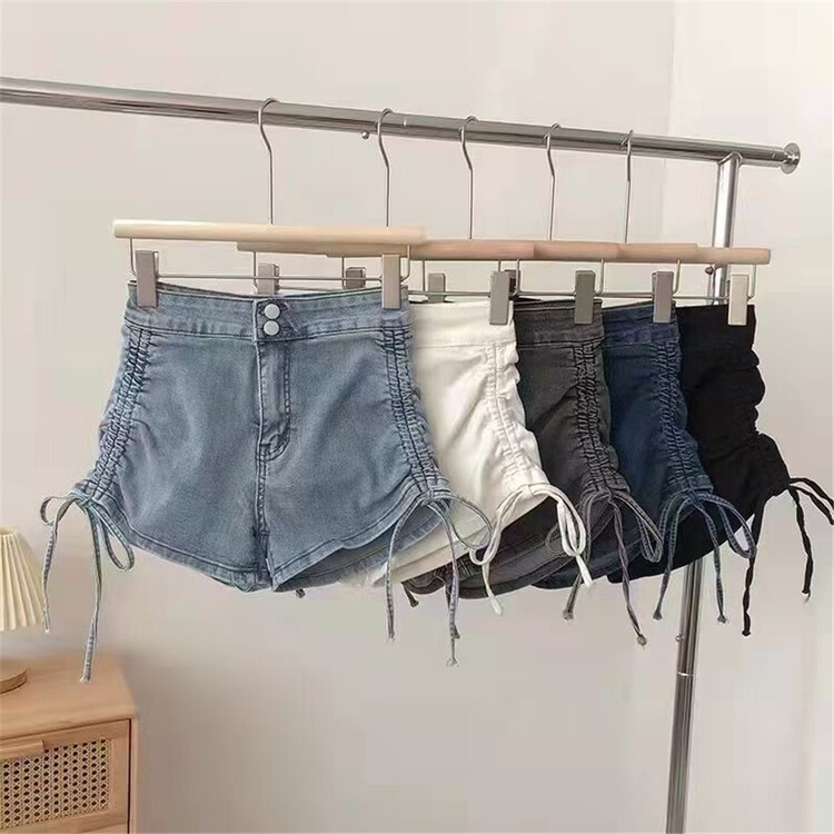 [thirteen inspirations] small and versatile solid color drawstring denim shorts 11562# PCZ